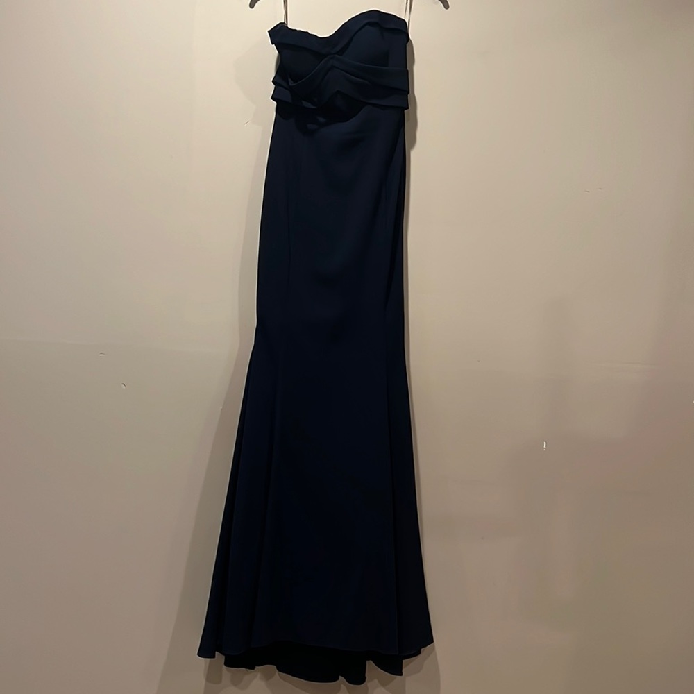 Navy blue strapless gown, worn once to wedding
